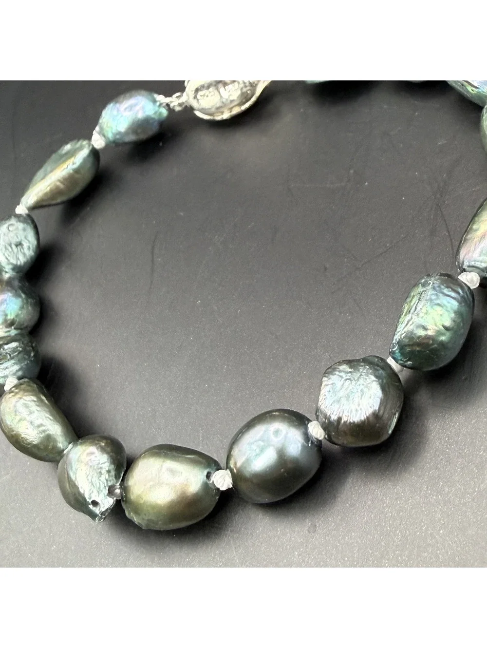 candy+clover Blue Green Baroque Freshwater Pearl Nugget Bracelet